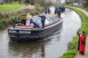Kennet arriving in Skipton during the 200th anniversary event of the canal opening throughout in 2016, welcomed by the then mayor of Skipton, the late Martin Emmerson