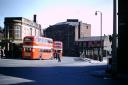 Keighley bus station in around 1960, with the old Hippodrome Theatre in the background