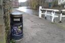 Canalside bins could be removed. This one is at Bar Lane, Riddlesden