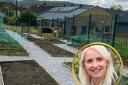 The community allotment, and inset, Katie Rushworth