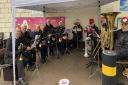 The brass players outside the outpatients department