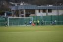 Steeton (green) concede to Runcorn in their last home game at Marley in the league in mid-December.
