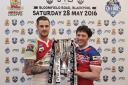 Cougars star Danny Lawton and York playmaker Jonny Presley with the iPro Sport Cup ahead of Saturday's final