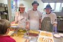 From left, Oxenhope Primary School kitchen staff Wendy Howard, Alison Gill and Jane Cooper