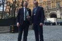 Kevin O'Hare, right, with MP Robbie Moore at Westminster