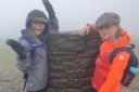 Talitha and Zeb Eden at summits of the Yorkshire Three Peaks