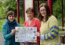With the map are, from left, Cllr Jools Townsend of Harden Village Council and Harden Green Action Group members Moira Awcock and Louise Tweddell