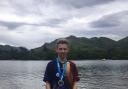 Gabriel Medd pictured after his superb swim up in the Lake District.