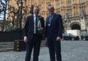 Kevin O'Hare, right, with MP Robbie Moore at Westminster