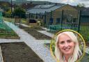 The community allotment, and inset, Katie Rushworth