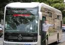 Transdev driver Brandon Hopper and one of the new electric buses, which underwent trials in Keighley and Harrogate