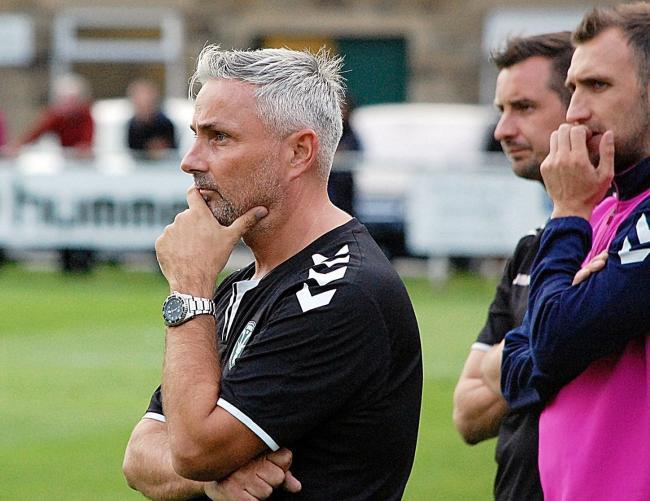 Steeton's Roy Mason (left) is taking charge of his 500th game tonight, with 501 set to be in front of a huge crowd at Marley next Monday. Picture: Gary Chadwick (Chadwick Media).