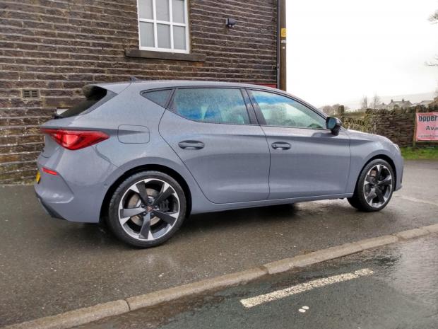 Keighley News: The Cupra Leon on test during stormy conditions 