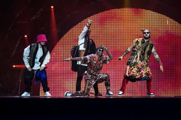 Folk-rap group Kalush Orchestra gave a powerful performance of their song Stefania during Eurovision grand final. Picture: PA