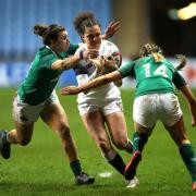 Ellie Kildunne (centre) is set to shine for England Women this April. Picture: Nigel French/PA Wire.