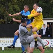 George Skocki (blue) has left Barnoldswick to join Silsden for the new season. Picture: Peter Naylor.