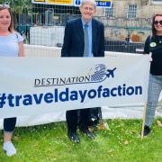 Shevaun Joy and Lisa Manditsch, directors of Destination Travel, with travel editor Simon Calder