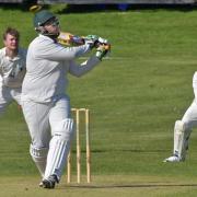 Yusuf Mohammed hammers a six for Airedale against Gargrave back in 2018. Picture: Richard Leach.