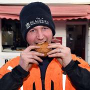 Max Kopasz samples the winning pork pie from Richard Arundel Butchers in Wilsden