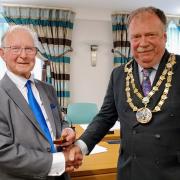 New chairman of Craven District Council, Cllr Simon Myers, right, with outgoing chairman, Cllr Alan Sutcliffe