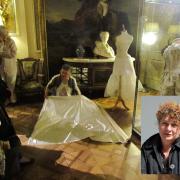 Ruth Caswell, inset, and at work in Cliffe Castle Museum