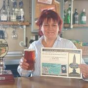 Celebrating the award: Helen Lawn, of Mill Hey Brew House