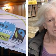 Flying the flag for Fairtrade, and right, Cllr Sue Duffy