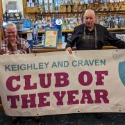 Colleen Holiday of Keighley & Craven CAMRA makes the presentation to Andy Yuill
