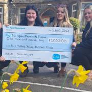 Aire Valley Young Farmers Club members with their cheque for Manorlands
