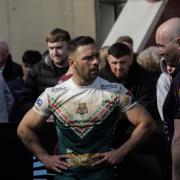 Luke Gale in discussion with Rhys Lovegrove at Batley just under a fortnight ago, in what turned out to be his final game for Keighley.