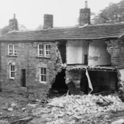 Houses at Upper Mill Row, East Morton, damaged by floods in 1900 (photo courtesy of Linda Stentiford)