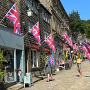 Flying the flag in Haworth Main Street