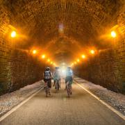 A visualisation of cyclists passing through a reopened Queensbury Tunnel