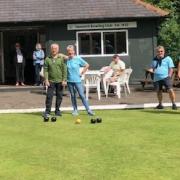 Members of Haworth Central Park Bowling Club in action