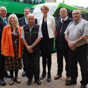 Tracy Brabin, Cllr Susan Hinchcliffe and Transdev representatives at the Keighley £1 fare launch last year