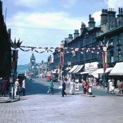 A rare colour image of North Street decorated for the coronation in 1953