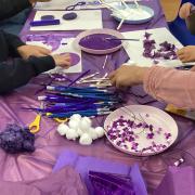 Pupils at Riddlesden St Mary's Primary School took part in purple-themed craft activities
