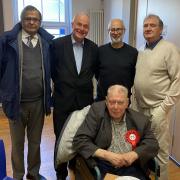 John Prestage with some of the guests who helped him celebrate 75 years with the Labour Party