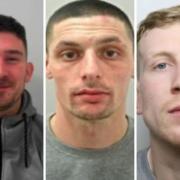 From left, Thomas Scott, Marley Hollings and Kyle Smith, who have been sentenced after a vicious attack (image: British Transport Police)