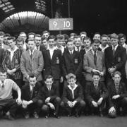 The school party leaving to start a trip to Barcelona and Majorca in 1961 (see Brian R Moate letter)