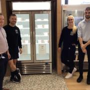 Gareth Williams, left, head of patient meal services at Airedale Hospital, with Liam Salt and Gina Newnham of Clean Eats Kitchen and Harry Pociecha, assistant catering manager at the hospital