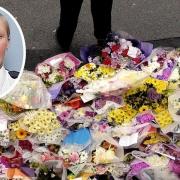 Flowers and tributes left at the scene after the killing of PC Sharon Beshenivsky, inset