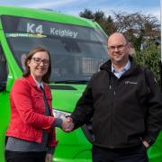 Cllr Caroline Firth and Paul Turner, of Keighley Bus Company