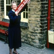 Julie at work at Haworth Station in around 1992