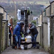 Filming in Saltaire of Funny Cow to recreate streets and locations of the 1950s.