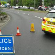 The road cordon on the Aire Valley trunk road after the road traffic collision
