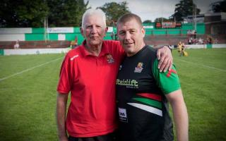 Jeremy Crowther (left) alongside friend and former Keighley head coach Paul March at Cougar Park.